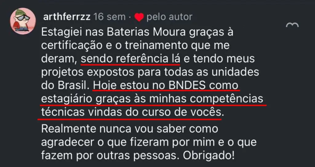 Depoimento de aluno da Atuar